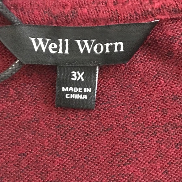 WELL WORN Knit Sweater Long Sleeve V-Neck Burgundy Red Women’s Plus Size 3X NWT - Picture 7 of 15